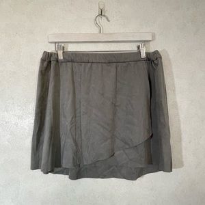 Grey Suede Wrap Front Skirt